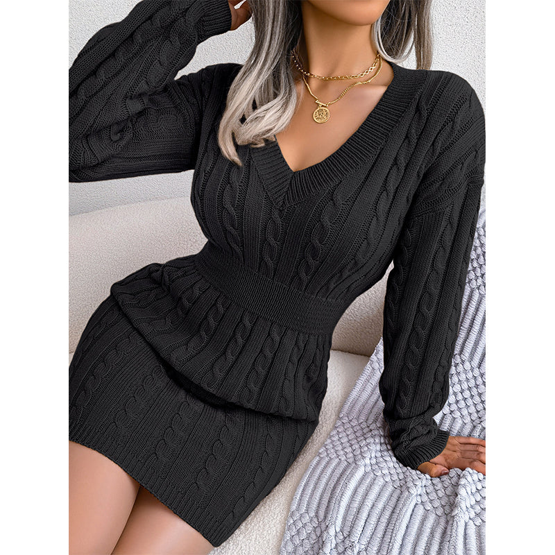 Robe Pull Moulante Élégante en Tricot torsadé pour Femme