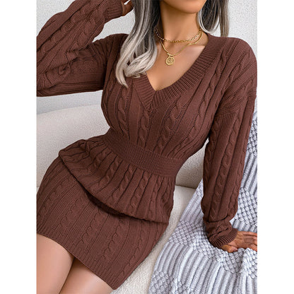 Robe Pull Moulante Élégante en Tricot torsadé pour Femme