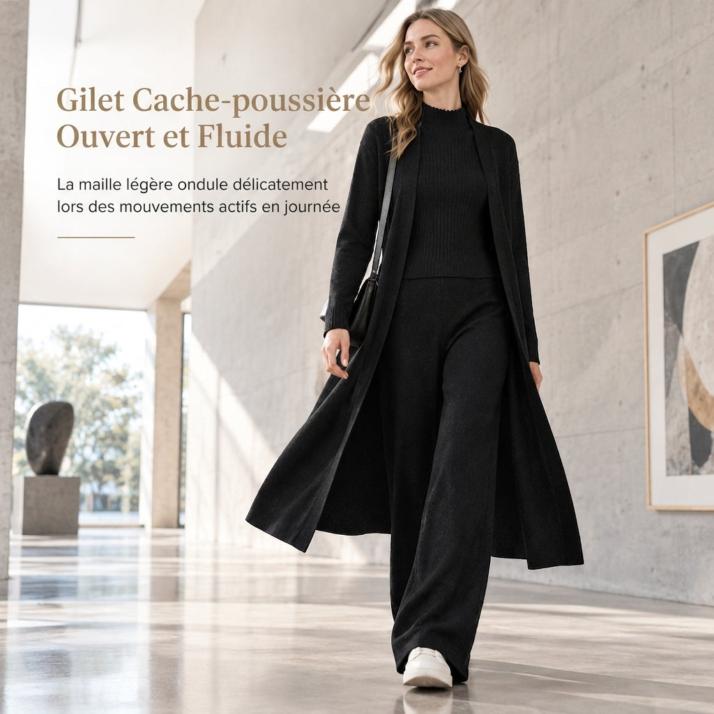Ensemble en tricot 3 pièces décontracté pour femme pour automne et hiver : gilet sans manches, cardigan, pull et pantalon