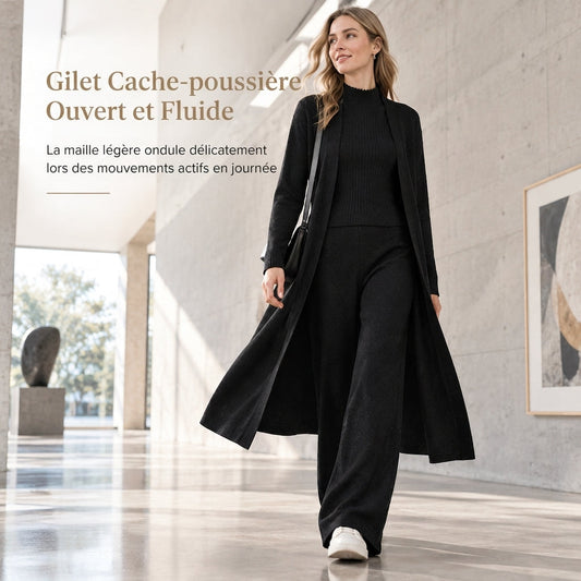 Ensemble en tricot 3 pièces décontracté pour femme pour automne et hiver : gilet sans manches, cardigan, pull et pantalon
