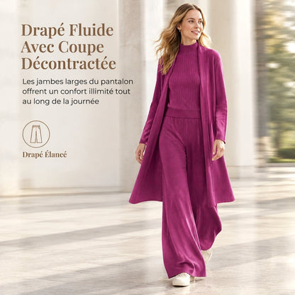 Ensemble en tricot 3 pièces décontracté pour femme pour automne et hiver : gilet sans manches, cardigan, pull et pantalon
