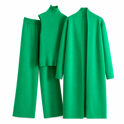 Ensemble en tricot 3 pièces décontracté pour femme pour automne et hiver : gilet sans manches, cardigan, pull et pantalon