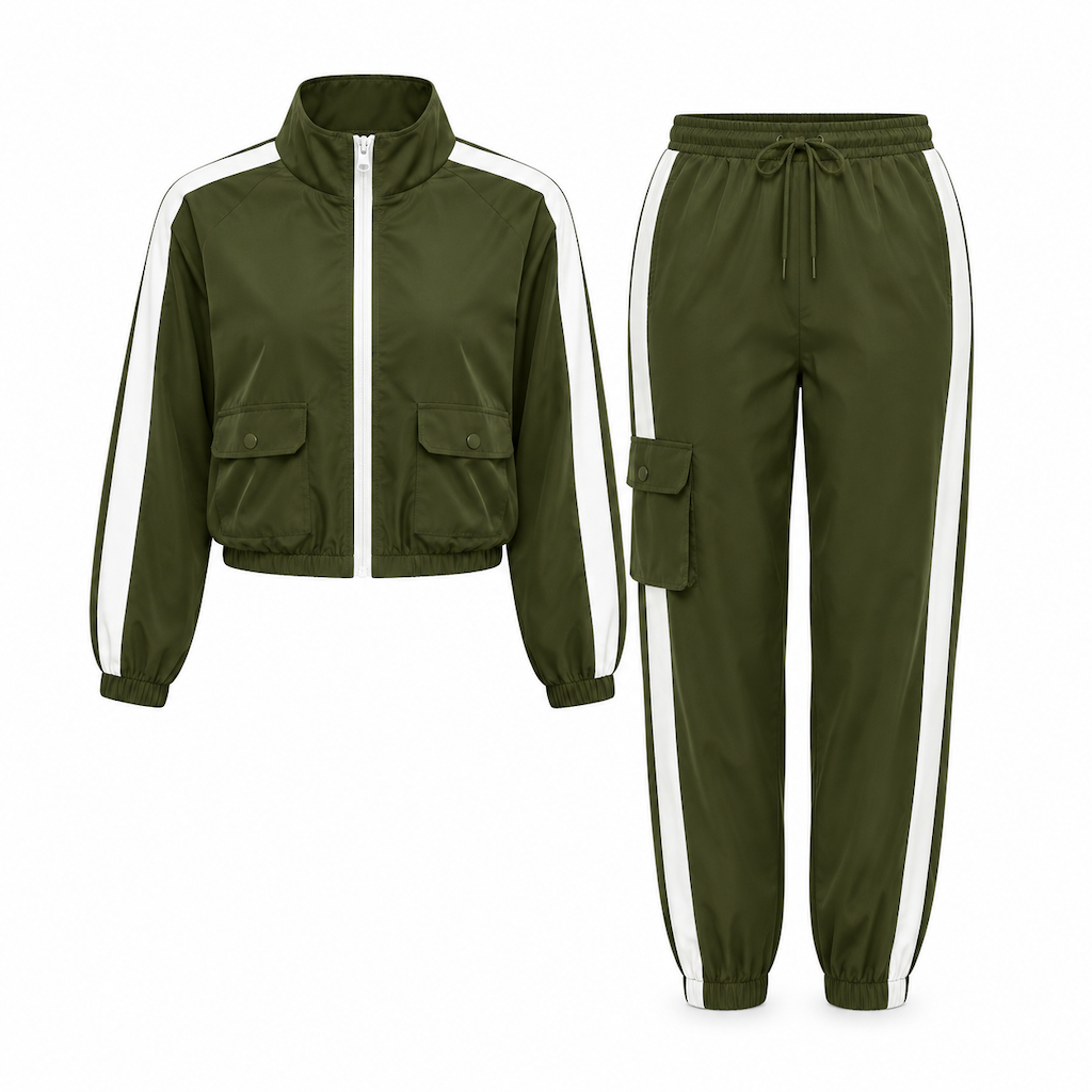 Ensemble décontracté 2 pièces pour femme : sweat à capuche zippé à manches longues et pantalon cargo jogger avec poches
