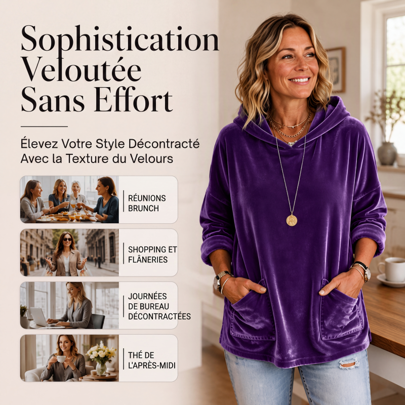 💖Soldes ! Prix cassés💖Sweat à capuche en velours pour femme