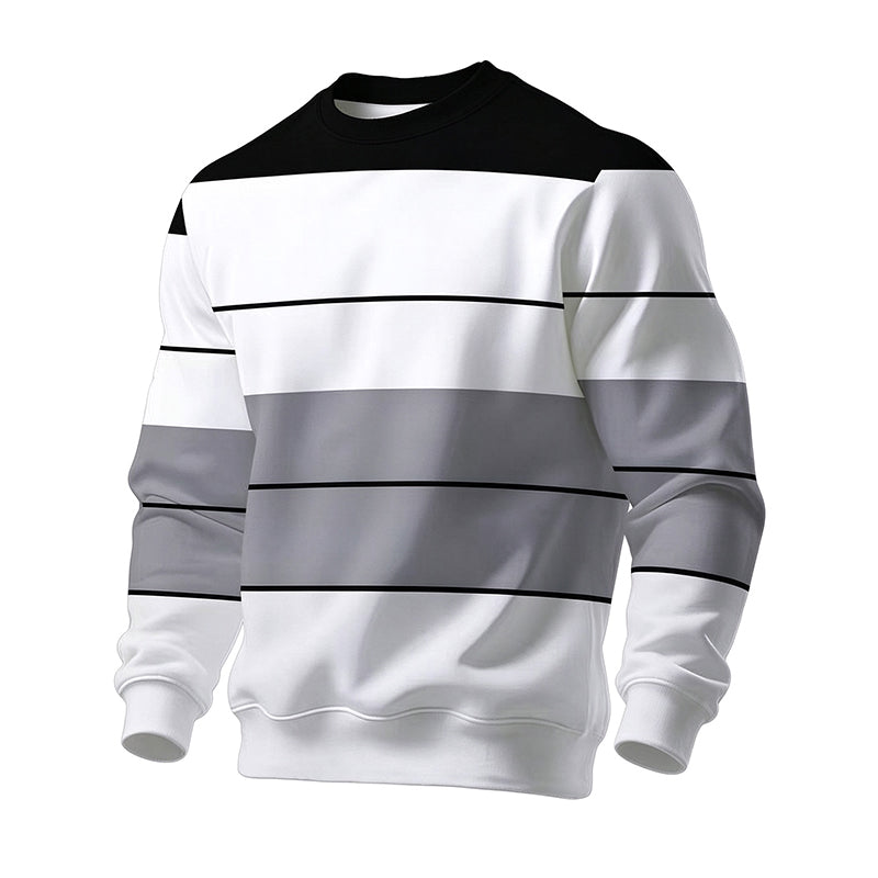 💎 Offre exclusive 🧶 Sweat-shirt décontracté rayé à col rond pour homme, au tissu doux ✨