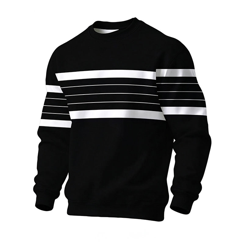 💎 Offre exclusive 🧶 Sweat-shirt décontracté rayé à col rond pour homme, au tissu doux ✨