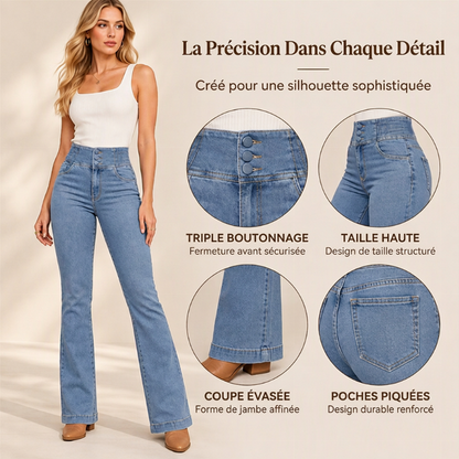 🔥Livraison gratuite✈️Jeans évasés taille haute élastique pour femme