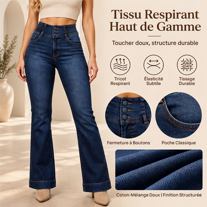 🔥Livraison gratuite✈️Jeans évasés taille haute élastique pour femme