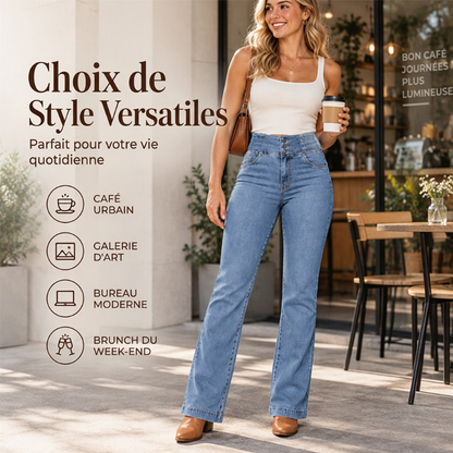 🔥Livraison gratuite✈️Jeans évasés taille haute élastique pour femme