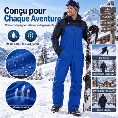Pantalons de ski imperméables unisexe à bretelles