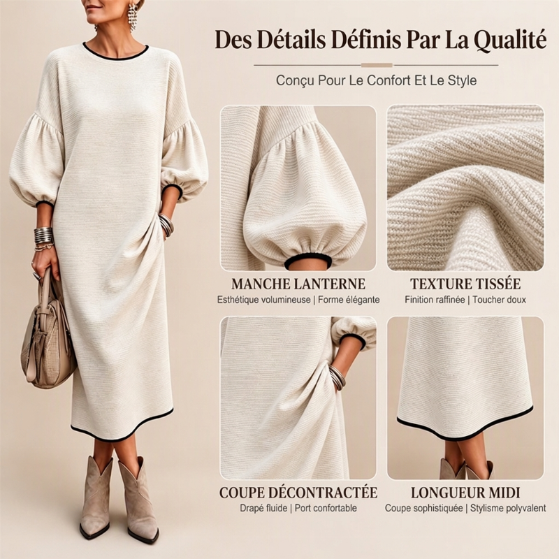 🌸50 % de réduction 💖 Légère et féminine | Robe à manches bouffantes pour femme