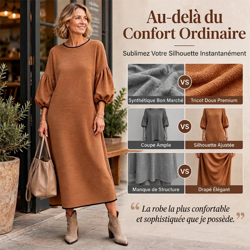 🌸50 % de réduction 💖 Légère et féminine | Robe à manches bouffantes pour femme