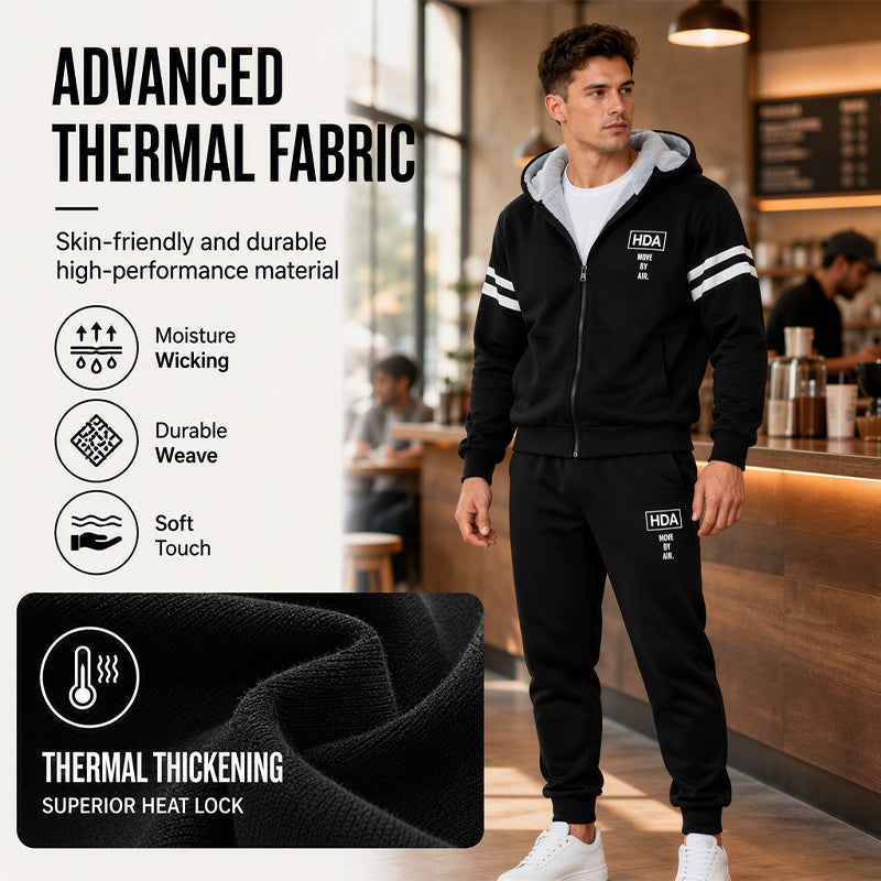 🍂 Ensemble homme composé d’un sweat à capuche épais et d’un pantalon, confortable pour l’automne et l’hiver ✨
