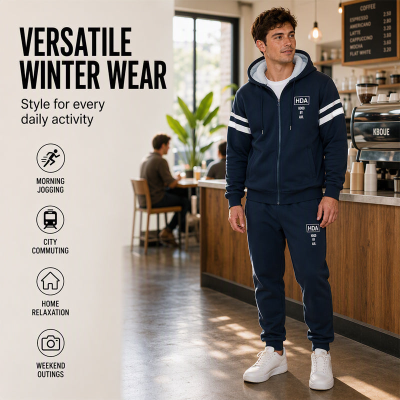 🍂 Ensemble homme composé d’un sweat à capuche épais et d’un pantalon, confortable pour l’automne et l’hiver ✨