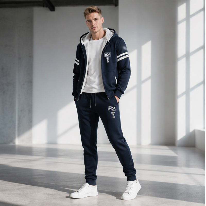 🍂 Ensemble homme composé d’un sweat à capuche épais et d’un pantalon, confortable pour l’automne et l’hiver ✨