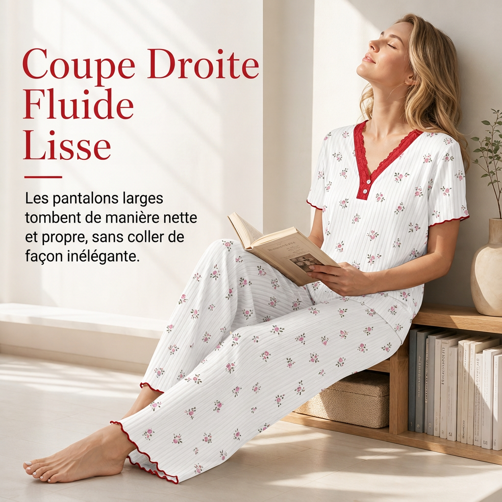 🌿 Doux et agréable | Ensemble de pyjama imprimé pour femme