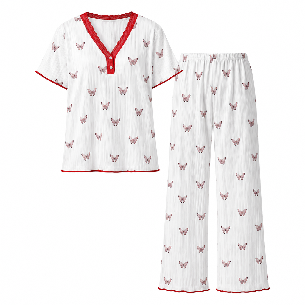 🌿 Doux et agréable | Ensemble de pyjama imprimé pour femme