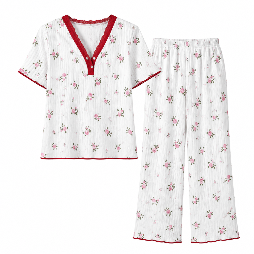 🌿 Doux et agréable | Ensemble de pyjama imprimé pour femme