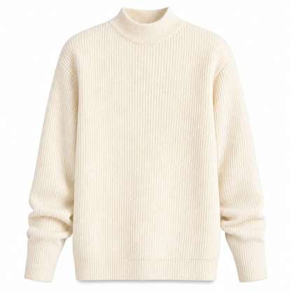 Pull en maille unicolore pour homme à col roulé simulé