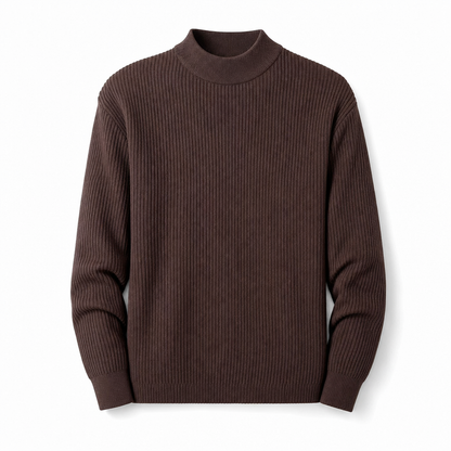 Pull en maille unicolore pour homme à col roulé simulé