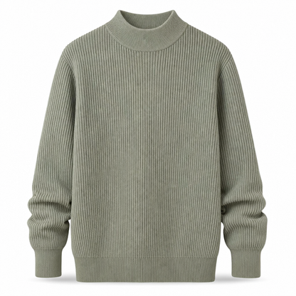 Pull en maille unicolore pour homme à col roulé simulé