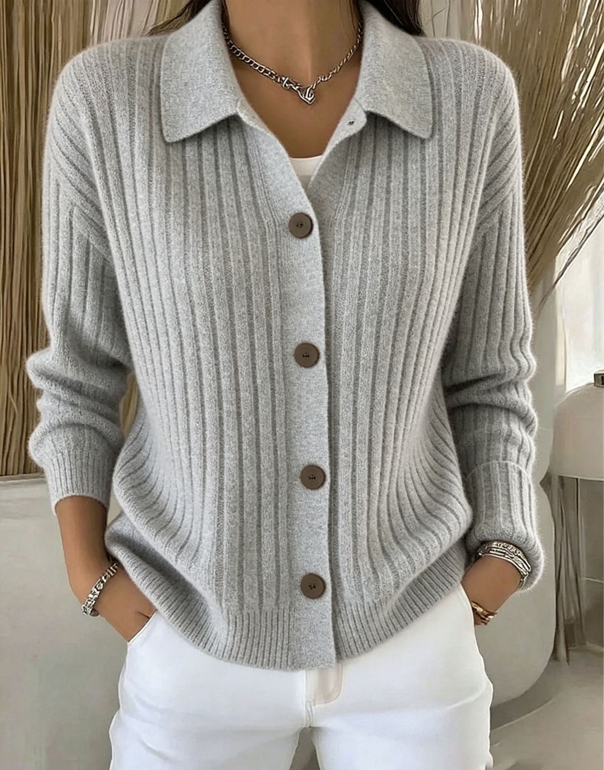 Cardigan en maille décontracté et ample pour femme