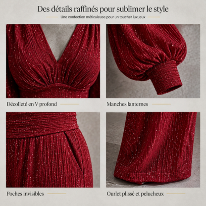 🍂Envie d’un ensemble 2 pièces femme pour l’automne-hiver ? Haut plissé col V, manches bouffantes et pantalon large à poches ✨🍂