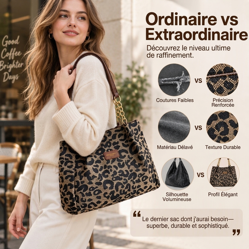 🎁 Nouveautés 💥 Dernier jour de soldes -50 % 💥 Tendance et spacieux | Grand cabas à imprimé léopard