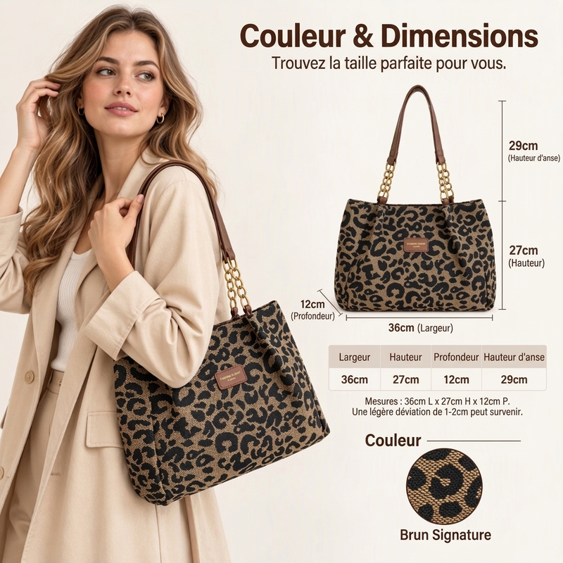 🎁 Nouveautés 💥 Dernier jour de soldes -50 % 💥 Tendance et spacieux | Grand cabas à imprimé léopard