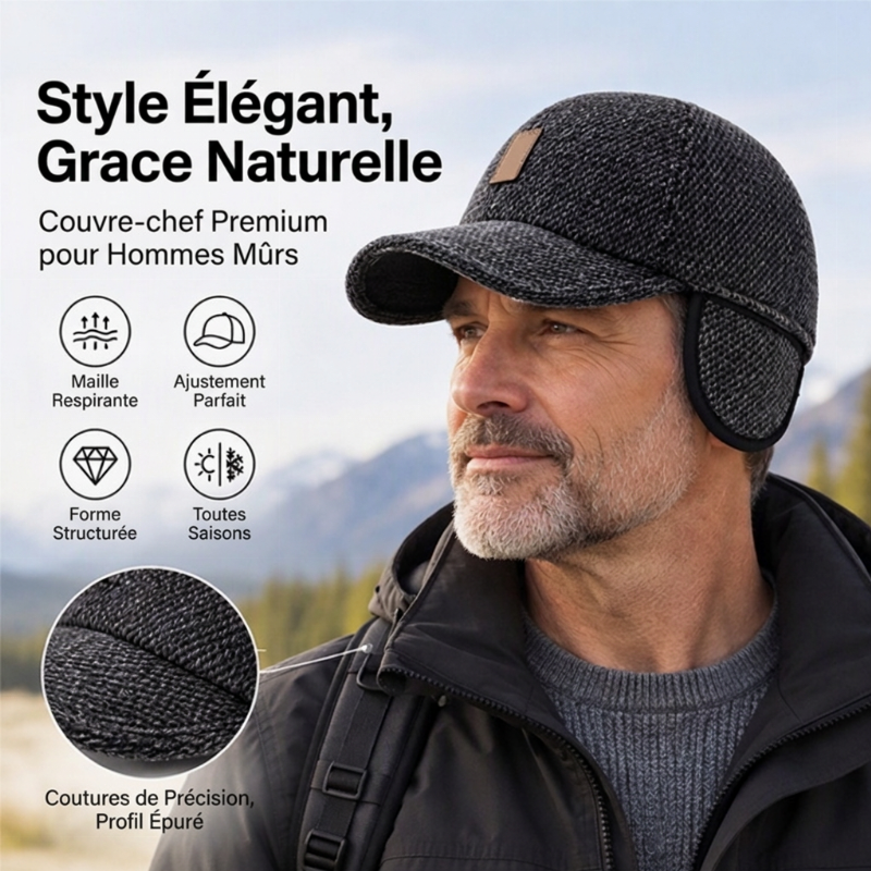 🧢 Casquette de baseball chaude pour homme, avec protège-oreilles confortable ❄️
