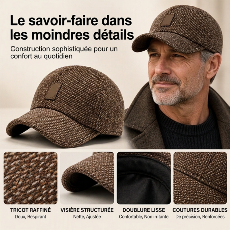 🧢 Casquette de baseball chaude pour homme, avec protège-oreilles confortable ❄️
