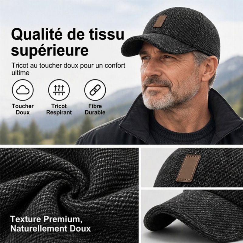 🧢 Casquette de baseball chaude pour homme, avec protège-oreilles confortable ❄️