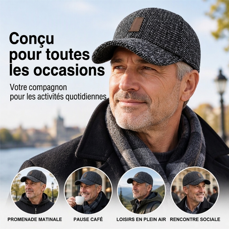 🧢 Casquette de baseball chaude pour homme, avec protège-oreilles confortable ❄️