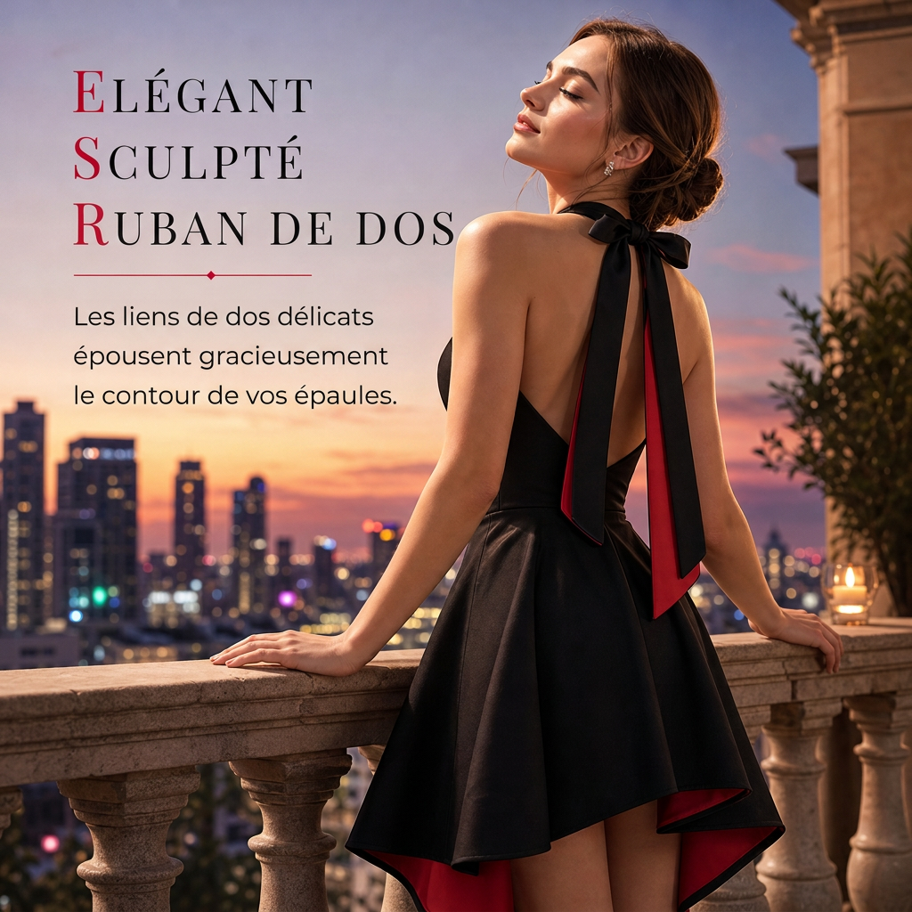 ✨ Robe de soirée élégante pour femme, bicolore noire, coupe ajustée et taille cintrée 💃