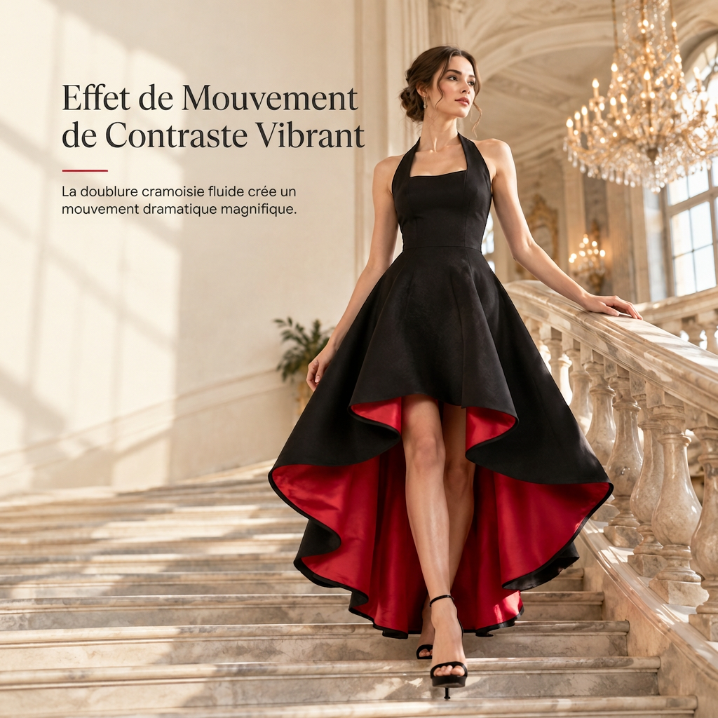 ✨ Robe de soirée élégante pour femme, bicolore noire, coupe ajustée et taille cintrée 💃
