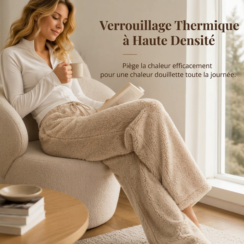 ✨ Ce pantalon de détente pour femme joue la carte large et confortable, avec taille haute et cordon de serrage — chaud pour la maison 🧶