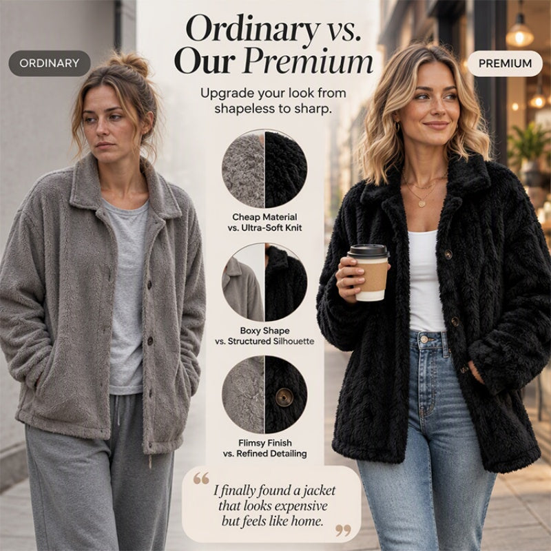 ✨ Cette veste décontractée en peluche pour femme avec boutonnage mise sur une allure facile à porter au quotidien 🧥