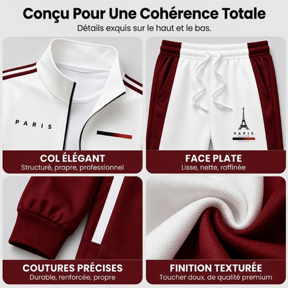 📢📢50 % DE RÉDUCTION !! ⏰& Livraison gratuite✈️Ensemble Veste Zippée à Bloc de Couleurs et Pantalon à Cordon de Serrage pour Homme