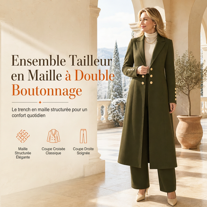 🌸Promotion exceptionnelle -50%🍂Ensemble 2 pièces automnal élégant pour femme : manteau rétro à manches longues et pantalon épuré