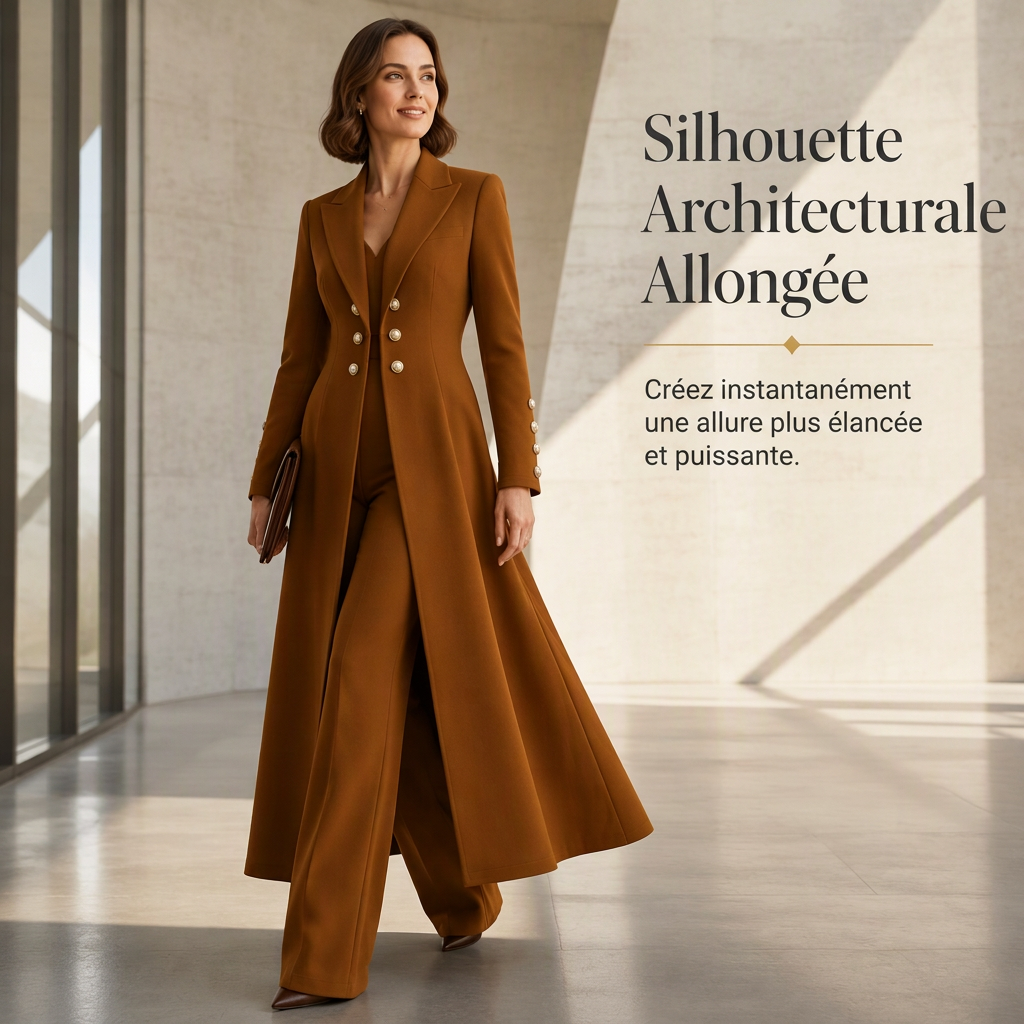 🌸Promotion exceptionnelle -50%🍂Ensemble 2 pièces automnal élégant pour femme : manteau rétro à manches longues et pantalon épuré
