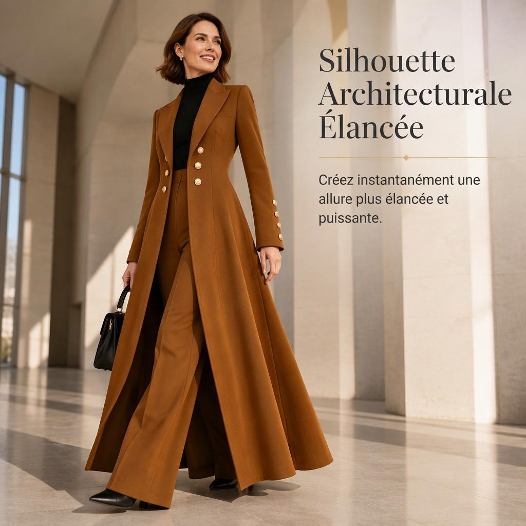 🌸Promotion exceptionnelle -50%🍂Ensemble 2 pièces automnal élégant pour femme : manteau rétro à manches longues et pantalon épuré