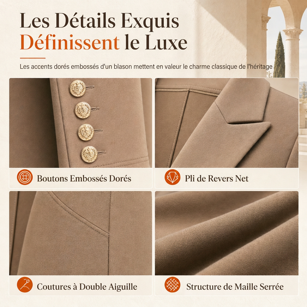 🌸Promotion exceptionnelle -50%🍂Ensemble 2 pièces automnal élégant pour femme : manteau rétro à manches longues et pantalon épuré