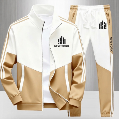 📢📢50 % DE RÉDUCTION !! ⏰& Livraison gratuite✈️Ensemble Veste Zippée à Bloc de Couleurs et Pantalon à Cordon de Serrage pour Homme
