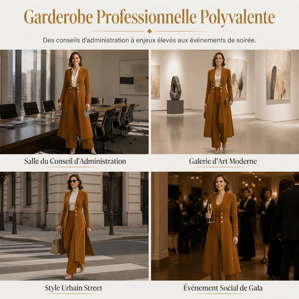 🌸Promotion exceptionnelle -50%🍂Ensemble 2 pièces automnal élégant pour femme : manteau rétro à manches longues et pantalon épuré