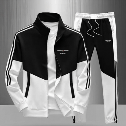 📢📢50 % DE RÉDUCTION !! ⏰& Livraison gratuite✈️Ensemble Veste Zippée à Bloc de Couleurs et Pantalon à Cordon de Serrage pour Homme