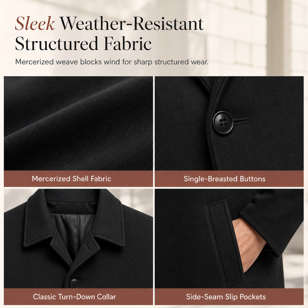 Trench-coat classique pour homme à boutonnage simple, coupe décontractée d'affaires, coupe-vent haut de gamme.