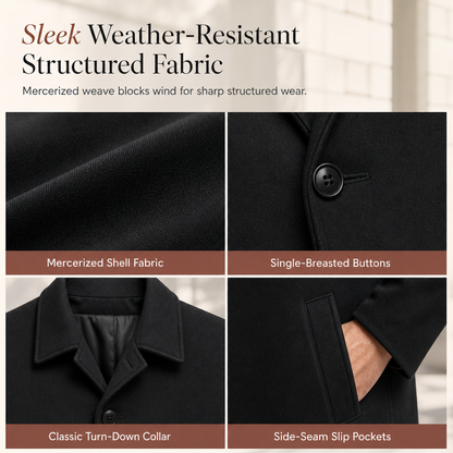Trench-coat classique pour homme à boutonnage simple, coupe décontractée d'affaires, coupe-vent haut de gamme.