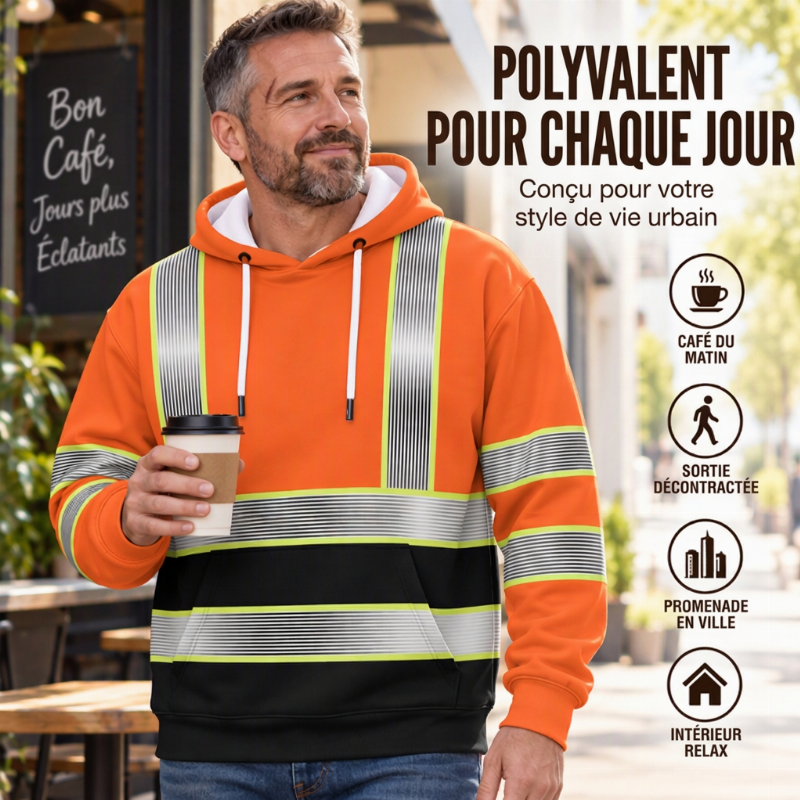 ✨ Hoodie pour homme à imprimé inspiré haute visibilité : facile à porter au quotidien 🧥
