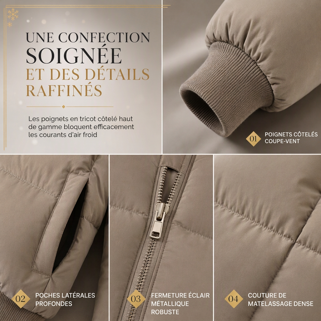 ✨ Chaud et tendance | Manteau matelassé court à capuche pour femme avec fausse fourrure 🧥