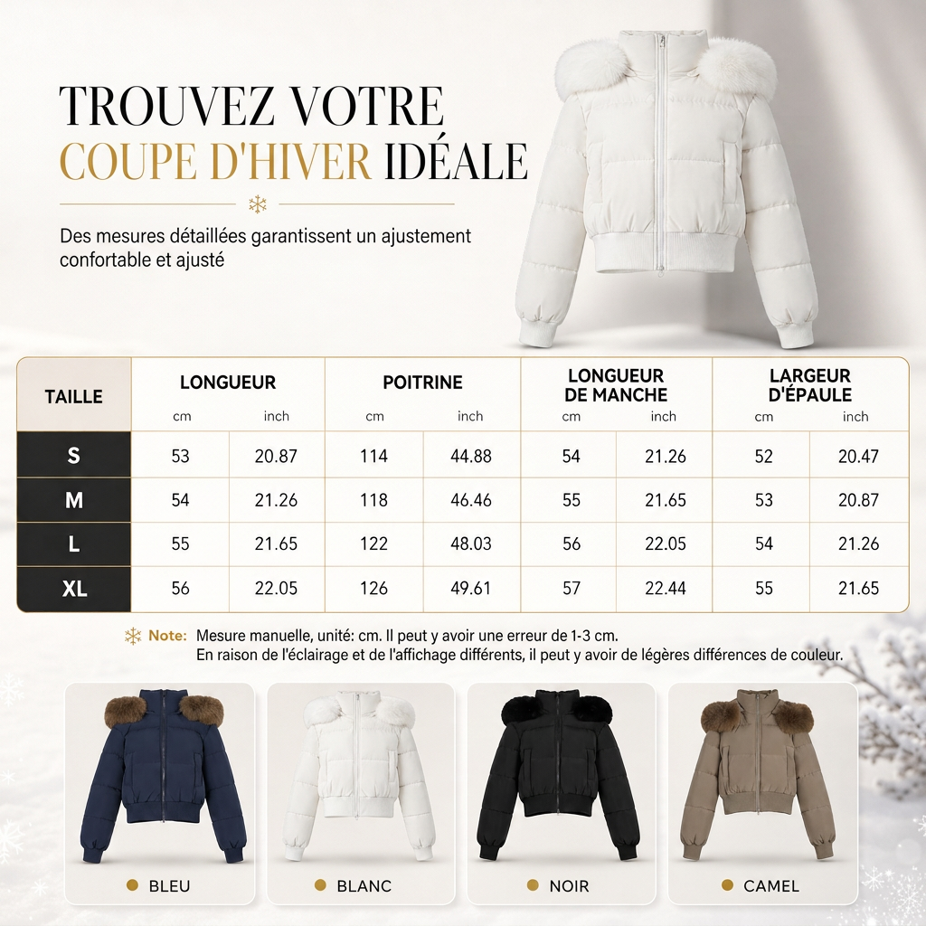 ✨ Chaud et tendance | Manteau matelassé court à capuche pour femme avec fausse fourrure 🧥